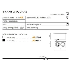 Plafon BRANT SQUARE 2 black AZ2827 AZZARDO
